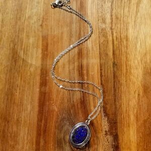 Silver blue glitter necklace